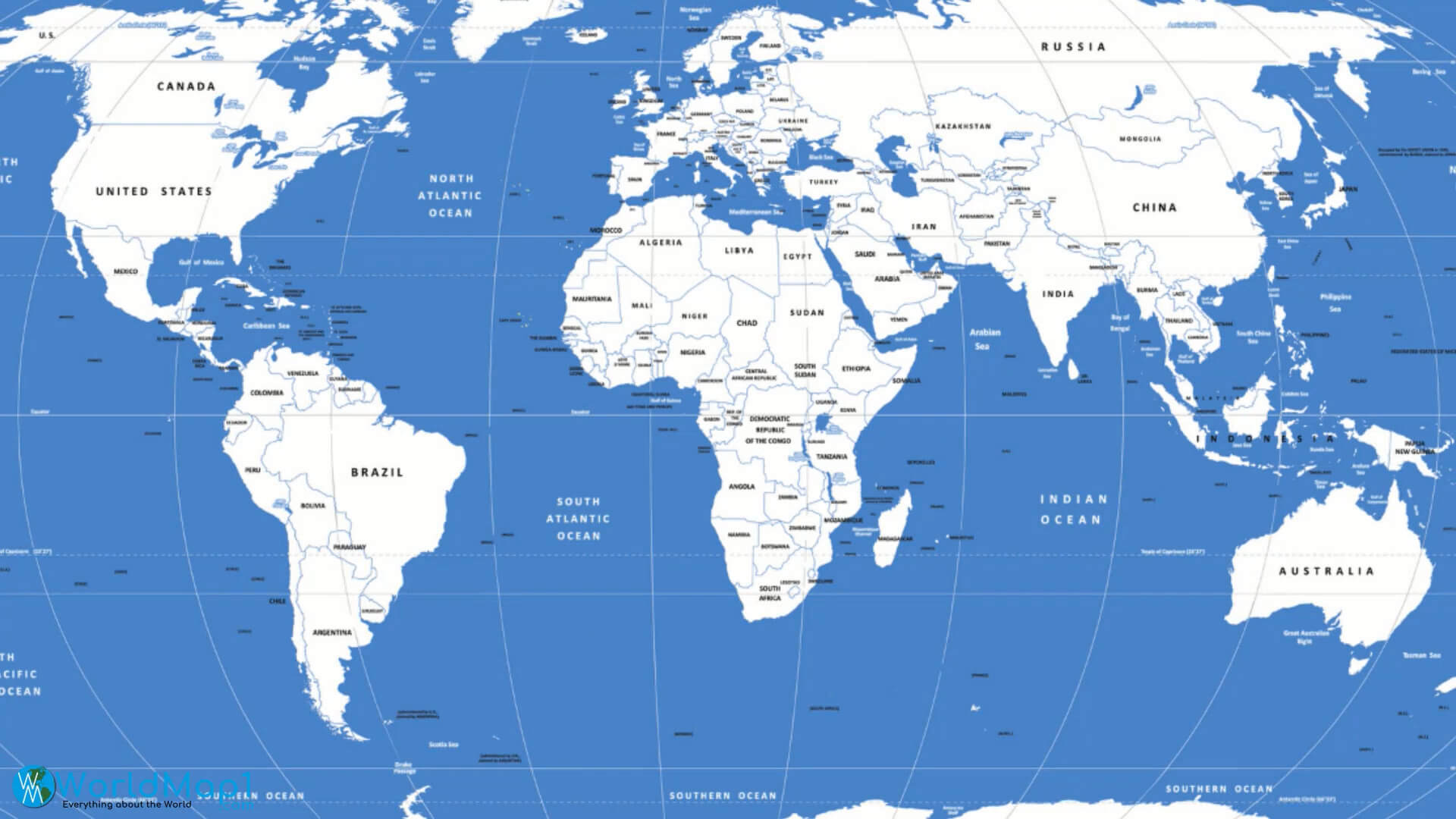 Antarctica and World Outline Map